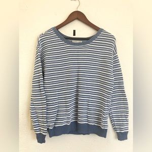 Christopher & Banks Medium Blue and White Striped Sweater